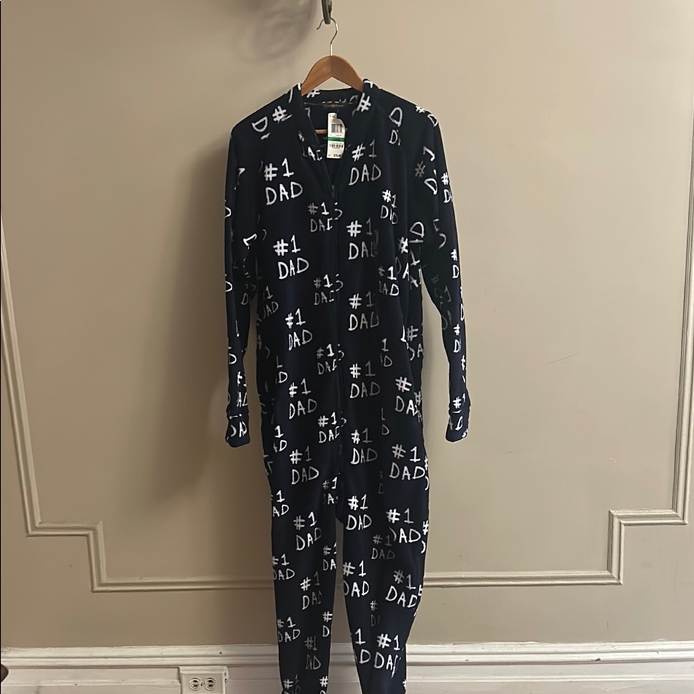 Club Room Navy & White #1 Dad Zippered Onesie